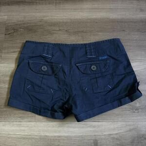 y2k navy blue cargo and embroidered lowrise mini shorts
